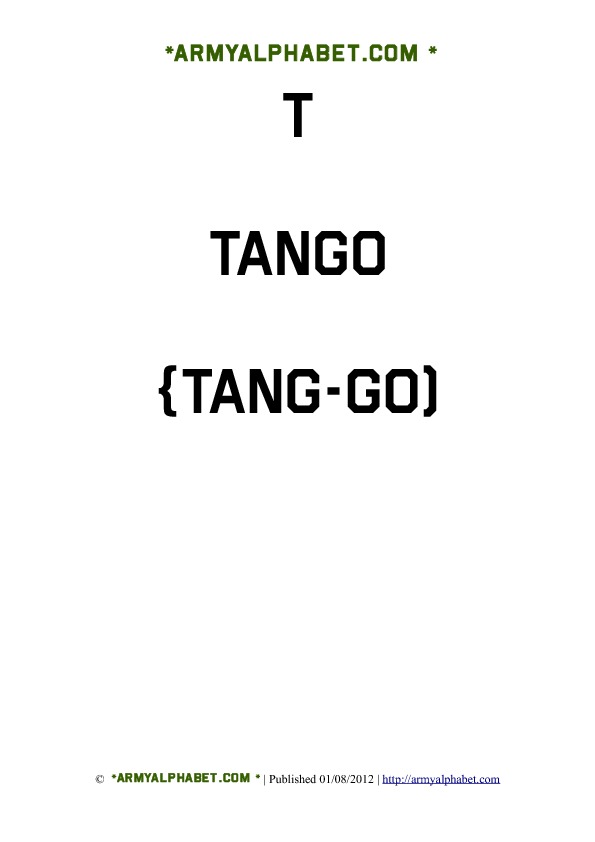 Army Alphabet Flashcards t tango